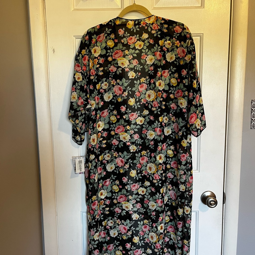LuLaRoe Black Floral Sheer Shirley Kimono